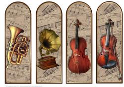 Musical Instrument Bookmarks - Vintage