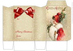 Christmas Gift Bag - Victorian Lady in Red