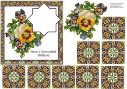 Vintage Pansy Card Front + Teabag Tile