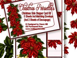 Christmas Poinsettias - Stepper Card Kit + Decoupage