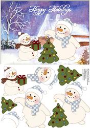 Happy Holidays - Snowman Decoupage
