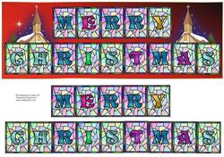 Stained Glass Merry Christmas - Dl