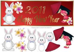 Chinese New Year - Rabbit - Dl + Decoupage