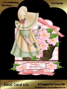 Easel Card Kit - Girl in a Sunhat - Green