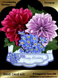 Easel Card Kit - Dahlias & Forget-me-nots