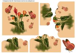 Golden Calla Lilies & Butterflies - Scallop Bottom Stacker