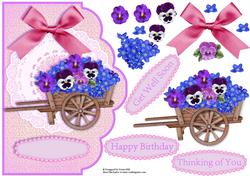 Pansies & Forgetmenots Wheelbarrow
