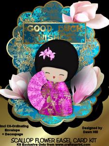 Good Luck Kokeshi - Scallop Flower Easel Kit