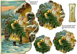 Vintage Scallop Topper & Pyramid - Santa Calling