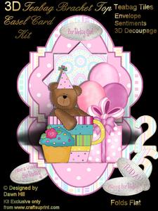 Birthday Bear - 3D Teabag Bracket Easel Card Kit