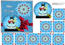 Snowman Snowglobe - Card Front + Teabag Tiles