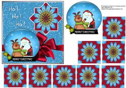 Santa & Friend Snowglobe - Card Front + Teabags