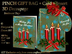 3D Pinch Bag + Card - Christmas Wishes