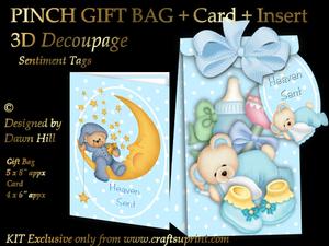 3D Pinch Bag + Card - Heaven Sent (baby Boy)