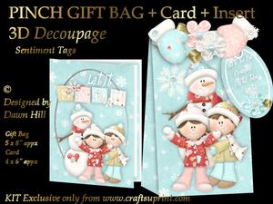 3D Pinch Bag + Card - Let It Snow