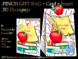 3D Pinch Bag + Card - Thank You - Teacher