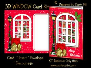 3D Window Card Kit - Christmas Robin