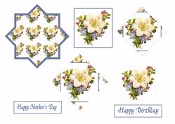 Floral Bouquet Diamonds & Squares Card Front Topper