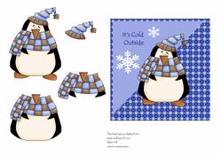 It's Cold Outside - Penguin Card Front Decoupage