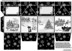 Milk Carton Gift Box - Black & White Christmas