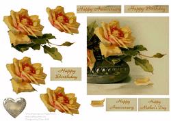 Celebration Rose + Card Front and Step by Step