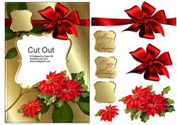 Card Front - Gold & Poinsettea's