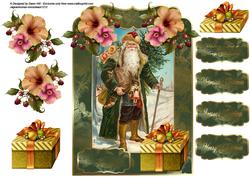 Victorian Christmas Card Topper - Old Father Christmas