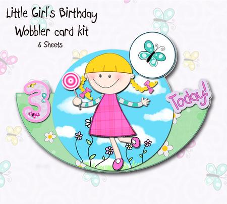 Little Girl Wobble Card Birthday Kit