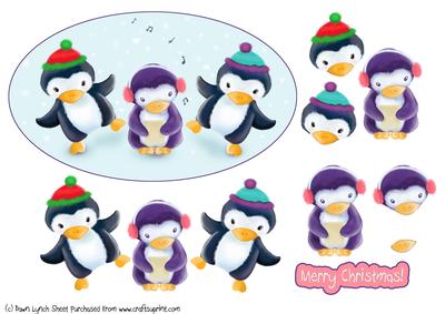 Carol Singin' Penguins! Quick Decoupage Sheet