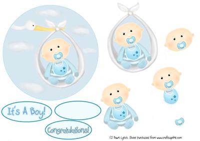 New Baby Boy Quick Decoupage Sheet