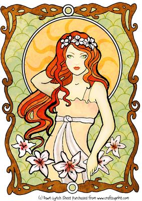 Modern Art Nouveau Lady A4 Card Sheet