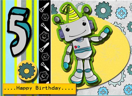 Little Boy Age Card Robot Card Kit