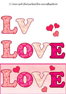 Valentines Dl Letter Decoupage Sheet