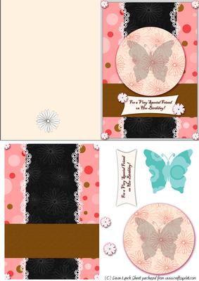 C6 Quick Decoupage Butterfly Friend's Birthday Card-female
