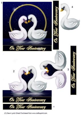 Soul Mate Swans Wedding Anniversary Decoupage