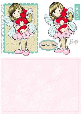 Poppy the Pixie Quick Card Sheet-love Hearts