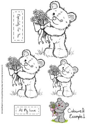 Freddy the Teddy Just for You Stamp Sheet-bouquet