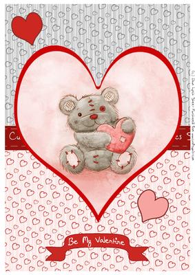Freddy the Teddy A4 Valentine Topper