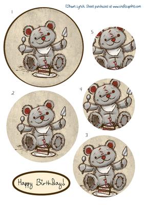 Freddy the Teddy Birthday Pyramid Topper Sheet