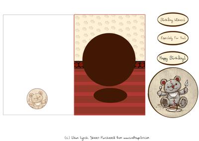 Freddy the Teddy Birthday Quick Card Sheet