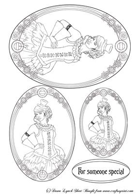 Steampunk Lady Digital Stamp Sheet
