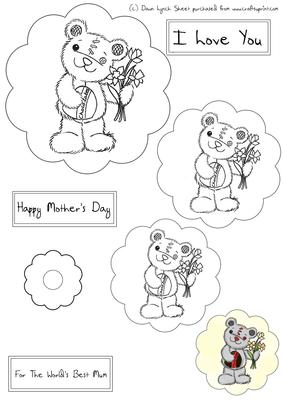 Freddy the Teddy Mothers Day Digital Stamp Sheet