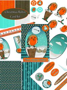 Cute Christmas Robin Card Kit