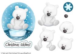 Cute Christmas Polar Bear Decoupage Sheet