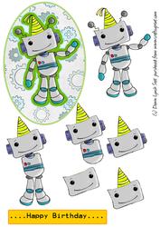 Little Boy Birthday-quick Decoupage Sheet-robot