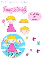 Little Girl Birthday Decoupage Sheet