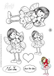 Poppy the Fairy Digital Stamp-lovehearts