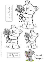 Freddy the Teddy Just for You Stamp Sheet-bouquet