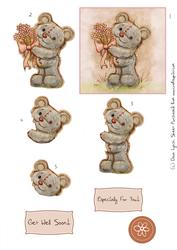 Freddy the Teddy-especially for You-flowers Decoupage Sheet