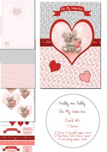 Freddy the Teddy Be My Valentine Card Kit